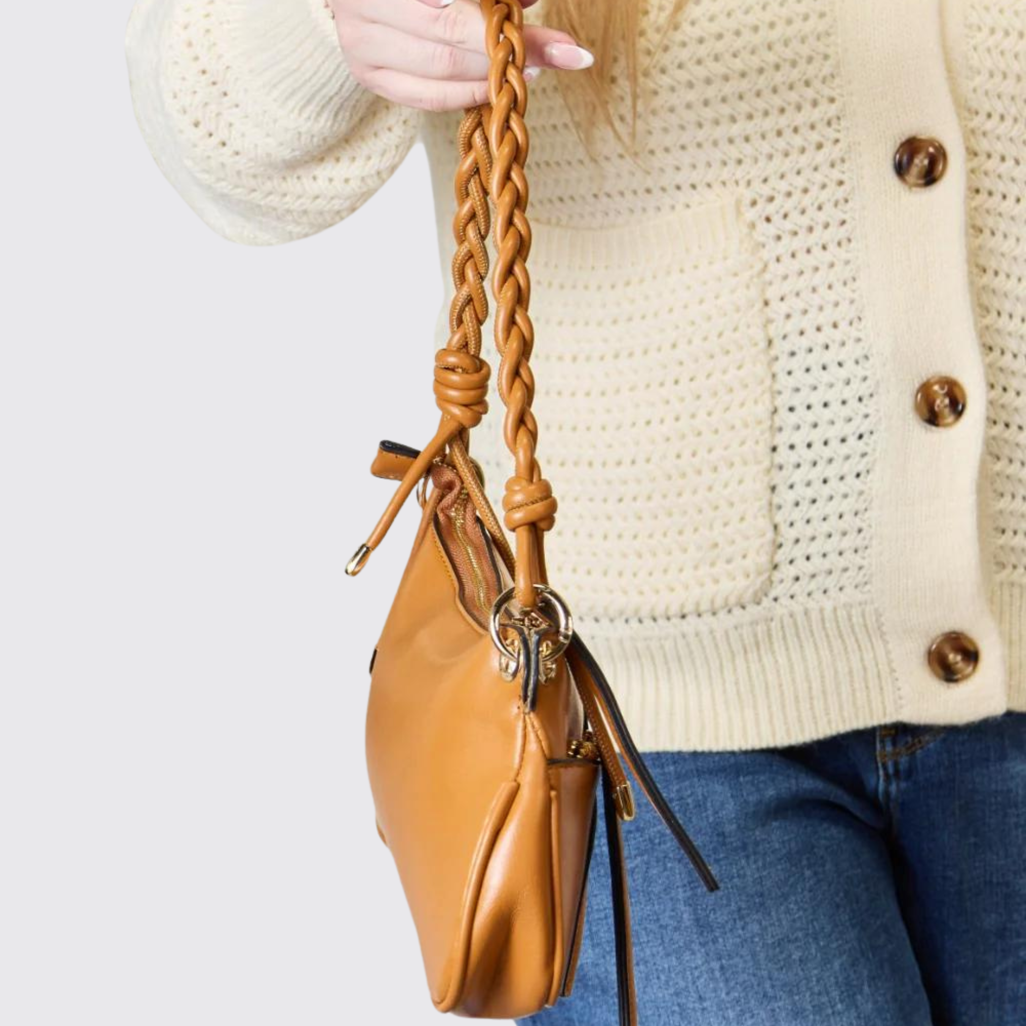SHOMICO Braided Strap Shoulder Bag