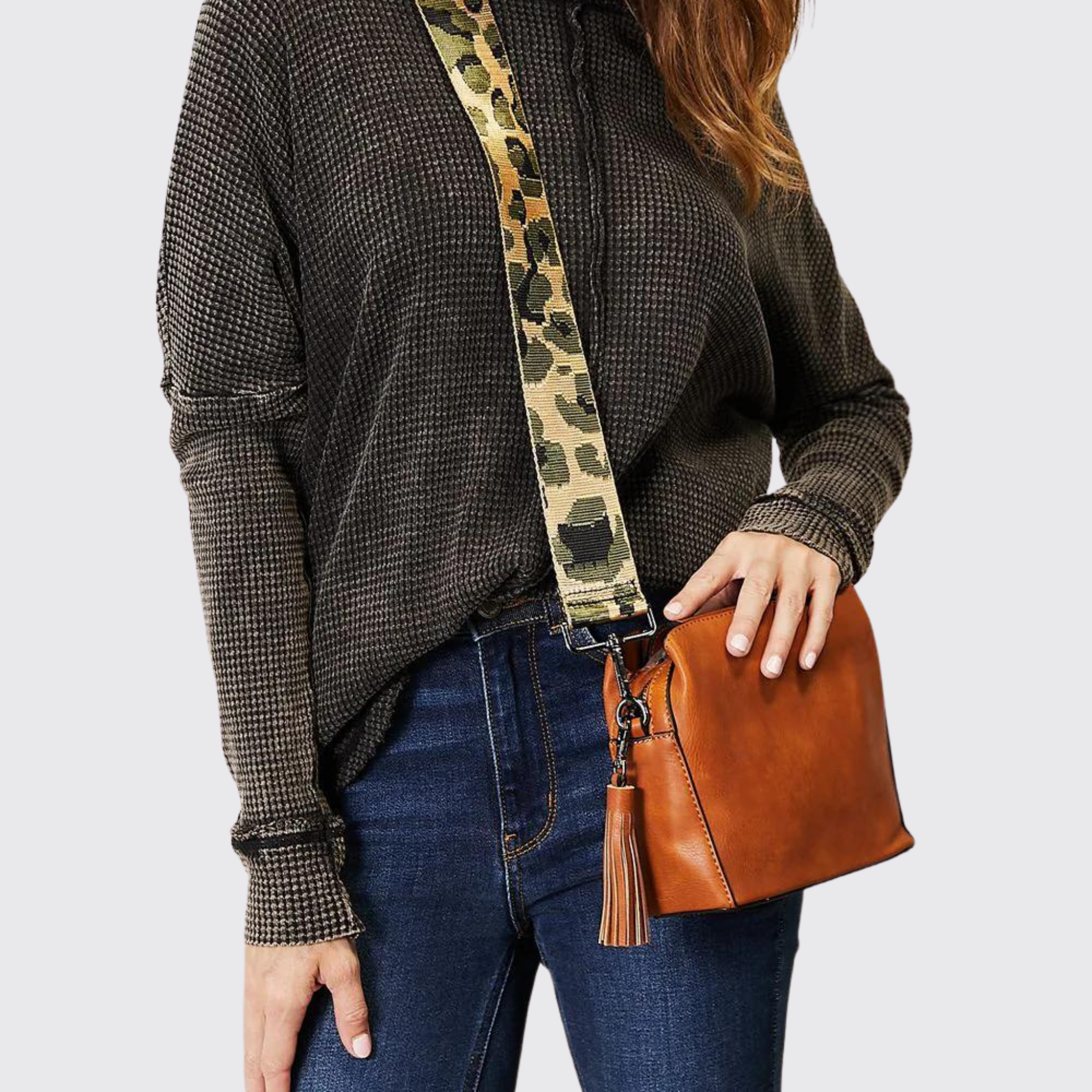 SHOMICO PU Leather Wide Strap Crossbody Bag