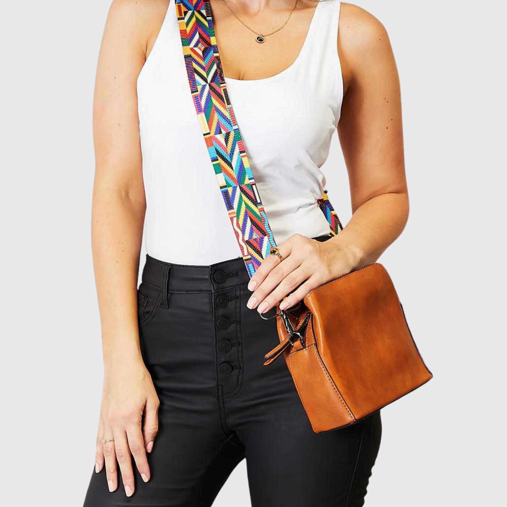 SHOMICO PU Leather Wide Strap Crossbody Bag