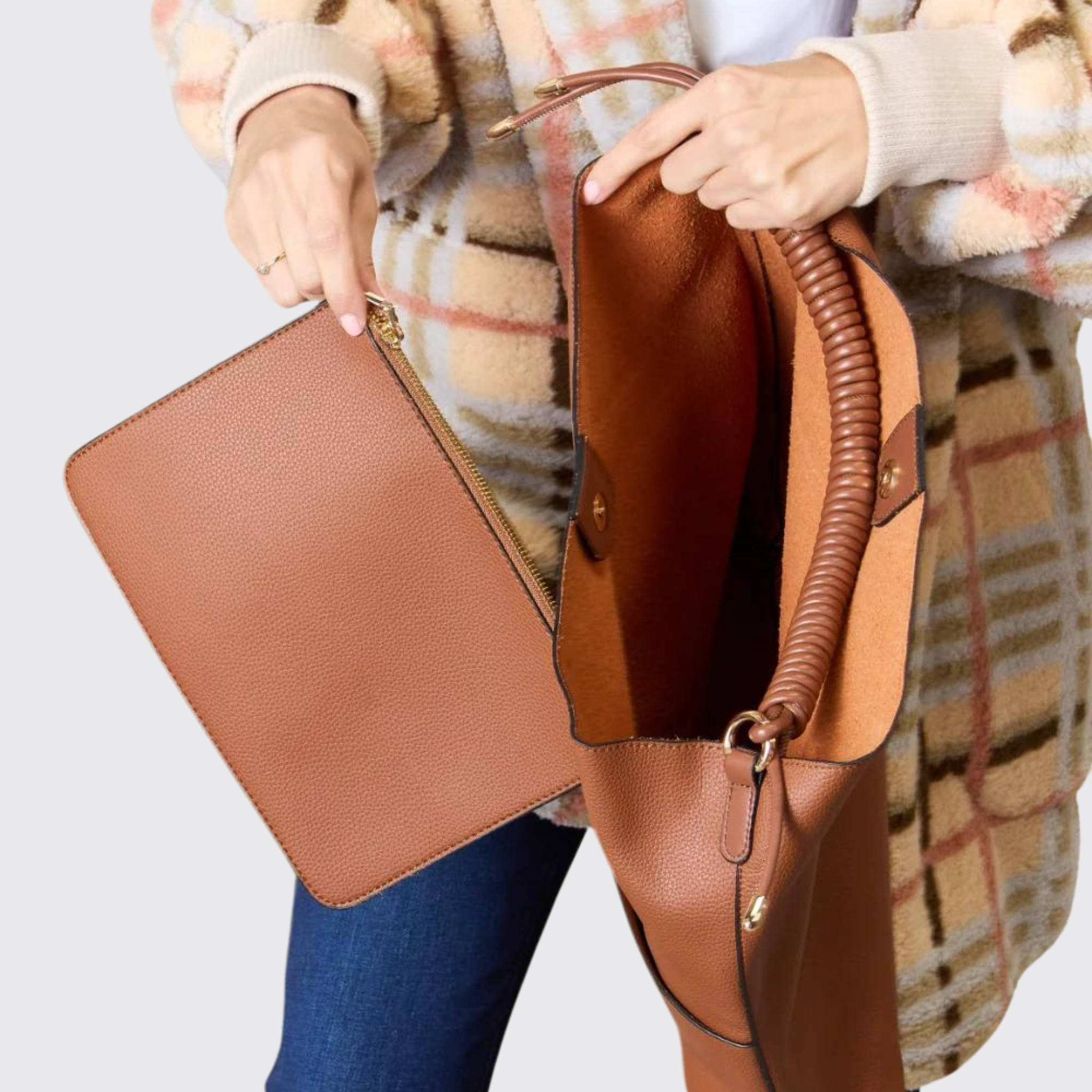 SHOMICO Vegan Leather Handbag with Pouch