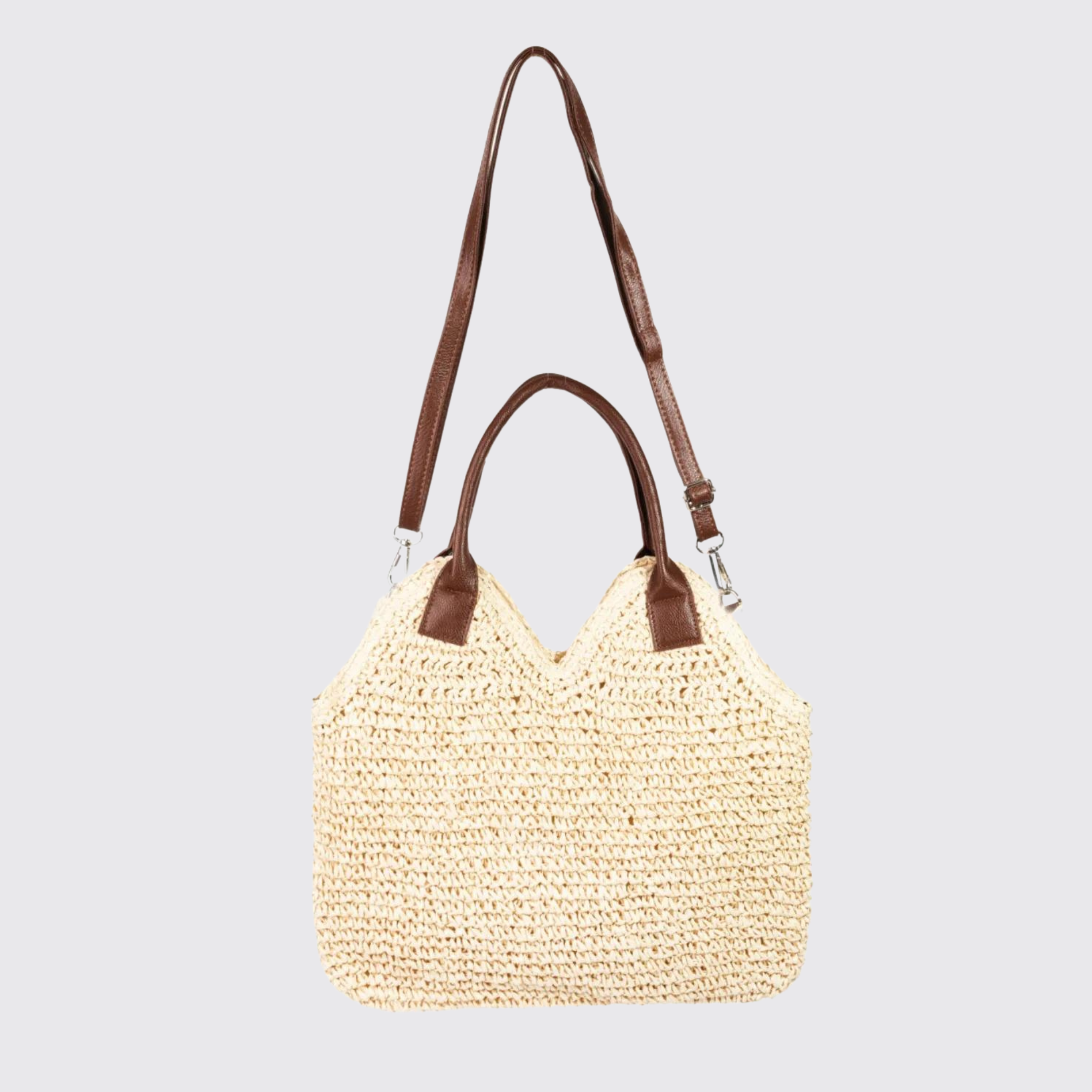 Fame Straw Braided Faux Leather Strap Shoulder Bag