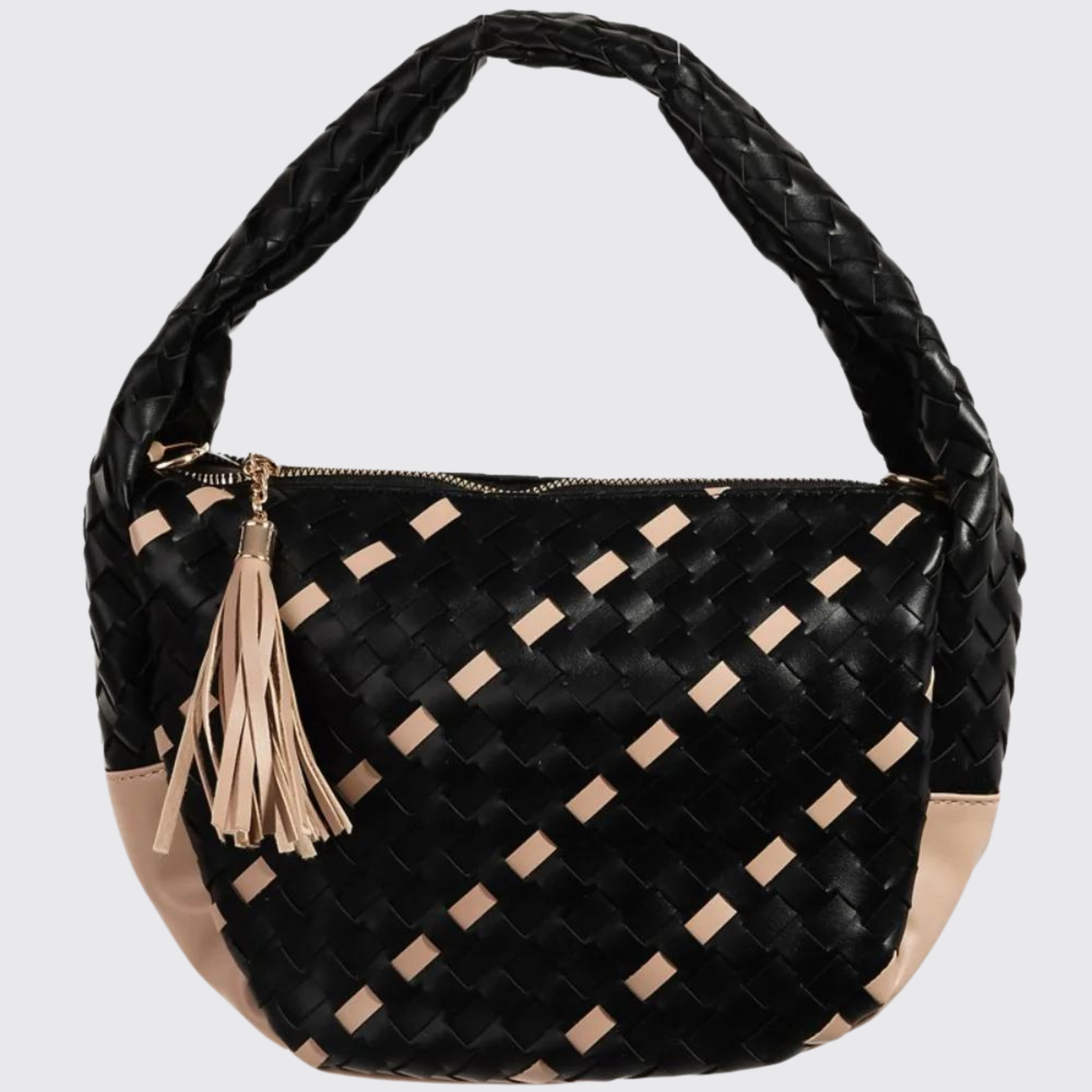 Fame Tassel Detail Weave Semi Circle Bag