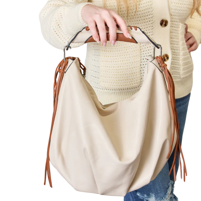 SHOMICO Fringe Detail Contrast Handbag