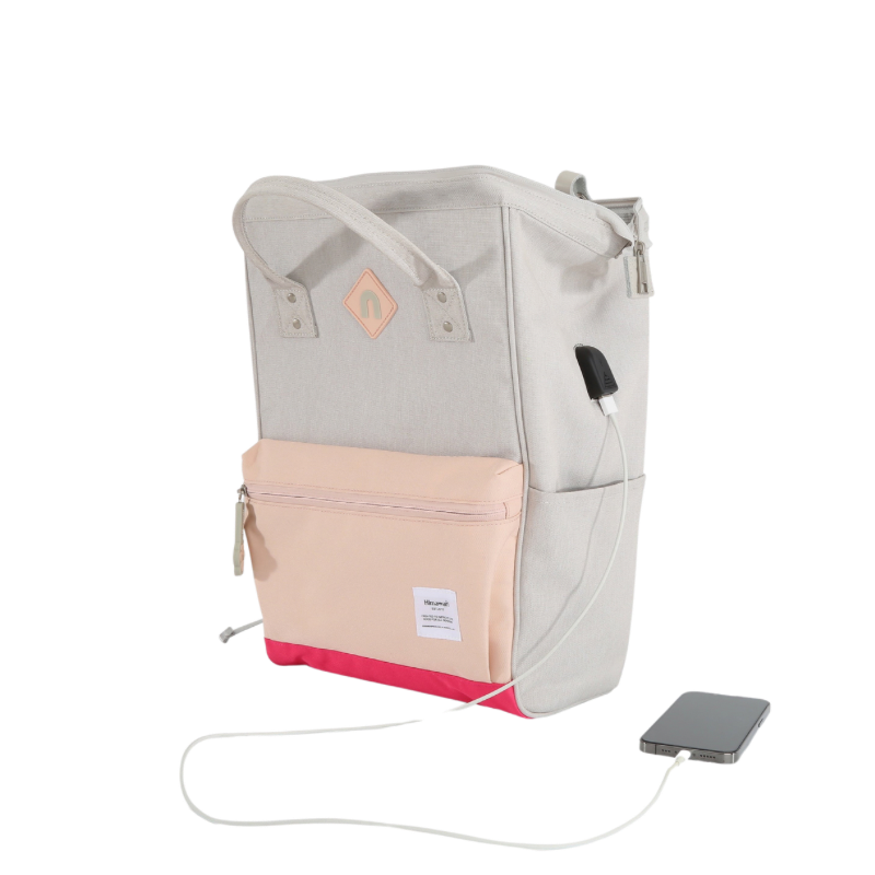Himawari Contrast Waterproof Backpack Bag with External USB Port