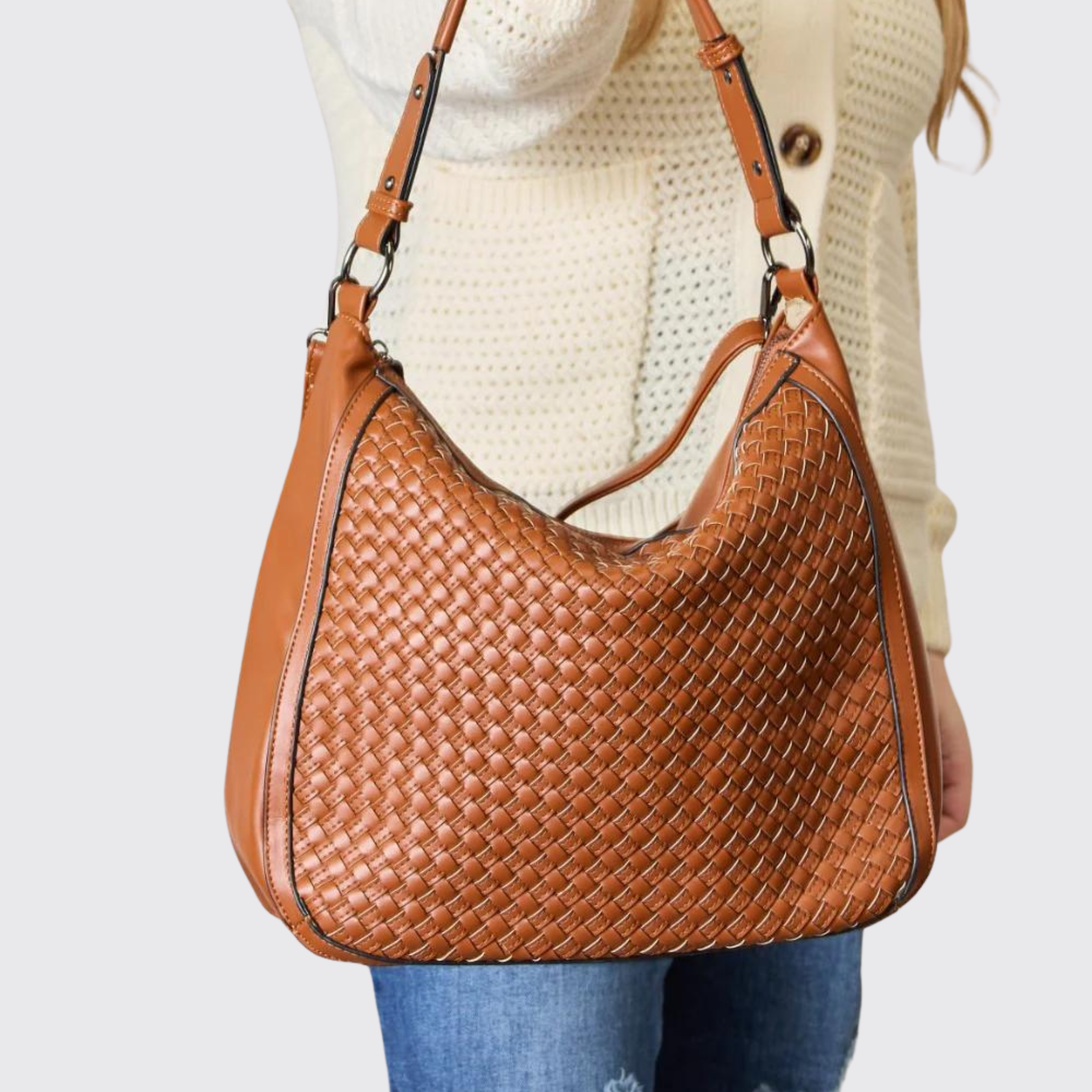 SHOMICO Weaved Vegan Leather Handbag