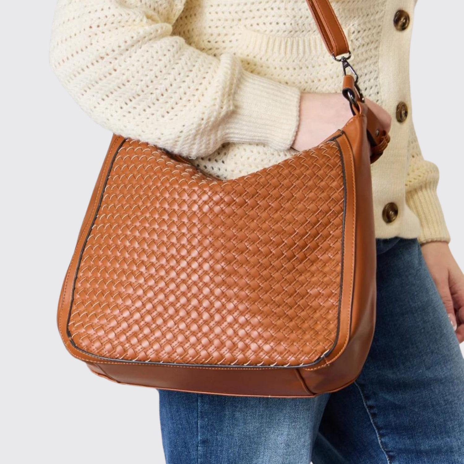 SHOMICO Weaved Vegan Leather Handbag