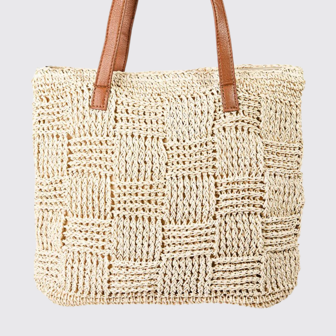 Fame Braided Faux Leather Strap Tote Bag