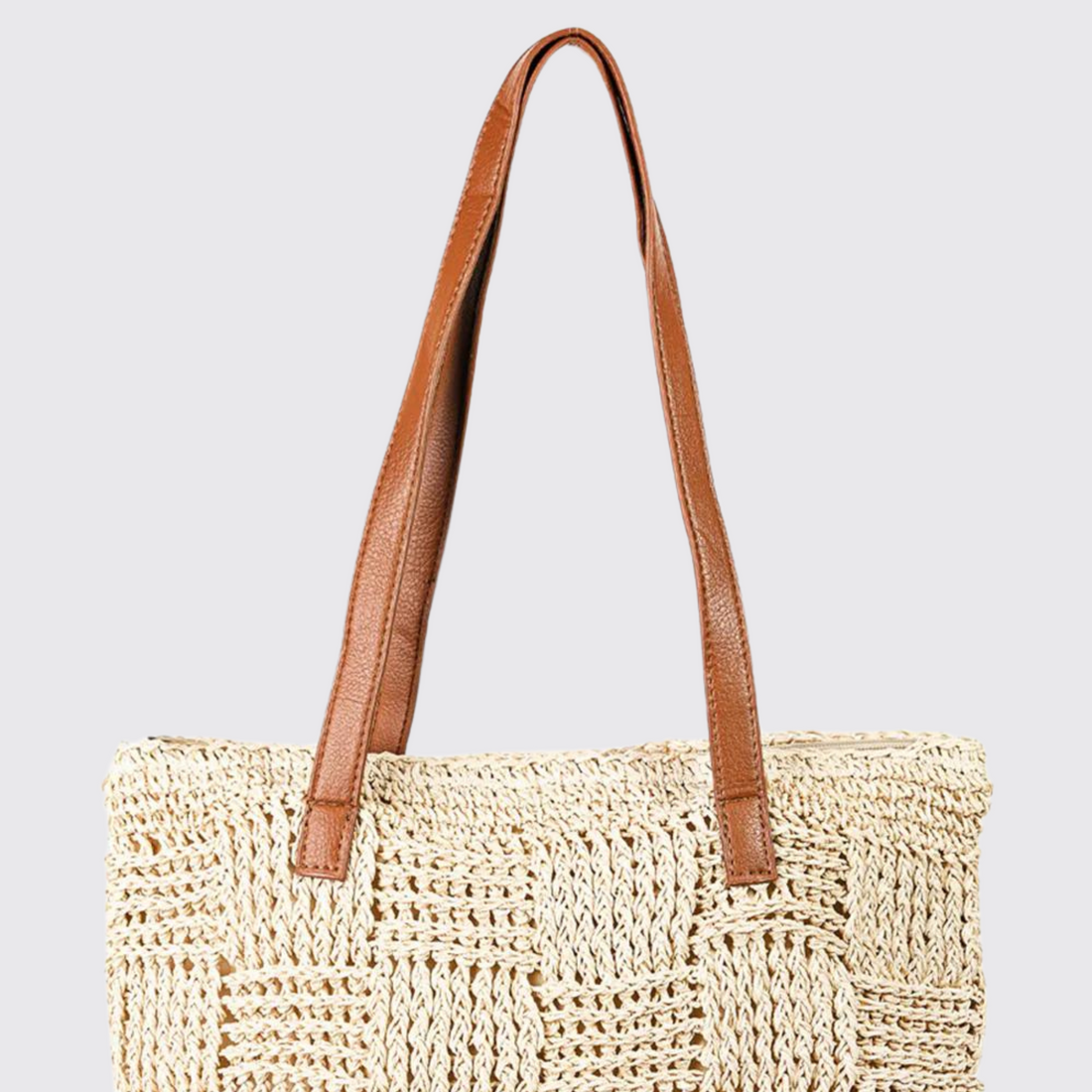 Fame Braided Faux Leather Strap Tote Bag