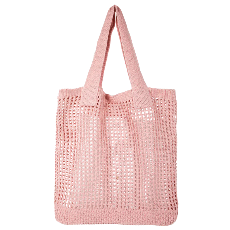 Fame Pointelle Knit Crochet Tote Bag